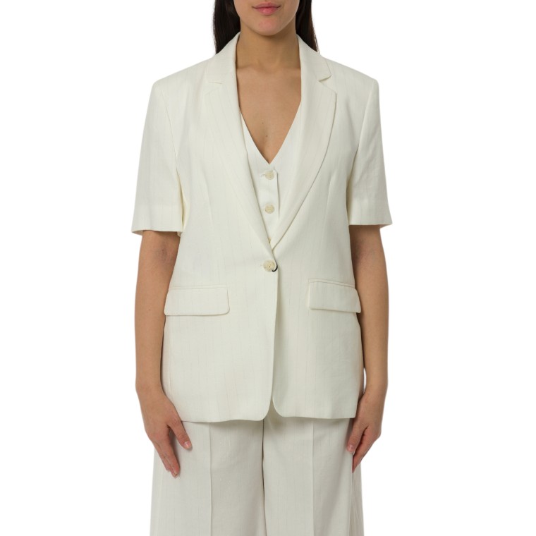 Blazer gessato con lurex a maniche corte Marella