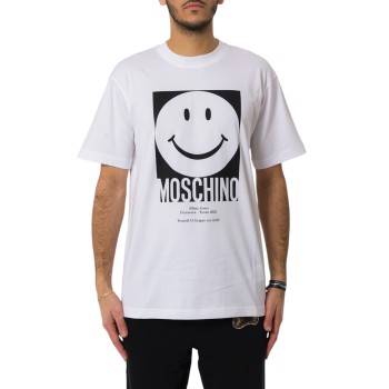T-shirt con stampa smiley e logo Moschino Couture 
