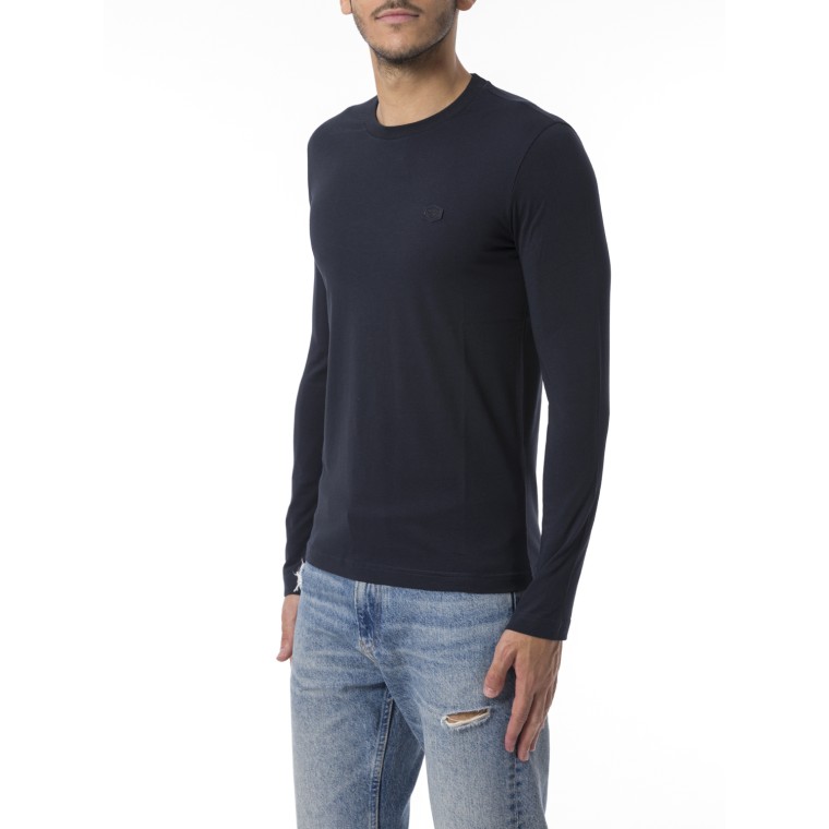 Maglia in jersey Supima con micro patch logo Emporio Armani