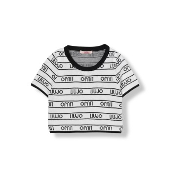 Maglia girocollo con logo all over Liu Jo Kids
