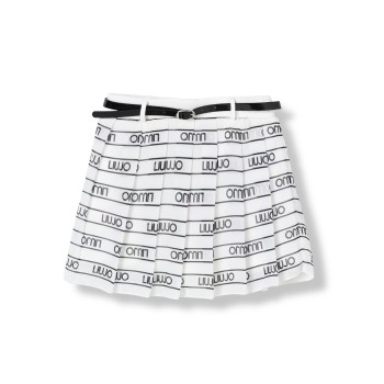 Gonna plissettata Liu Jo Kids con logo all over e cintura