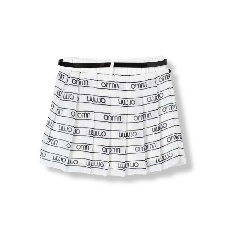Gonna plissettata Liu Jo Kids con logo all over e cintura