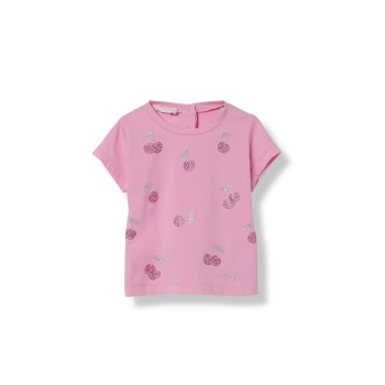 T-shirt con ciliegie di strass Liu Jo Kids