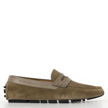 Mocassini driver in suede millerighe Emporio Armani