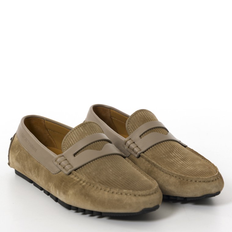 Mocassini driver in suede millerighe Emporio Armani