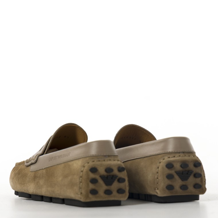 Mocassini driver in suede millerighe Emporio Armani