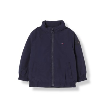 Giacca con cappuccio ripiegabile e patch logo Tommy Hilfiger