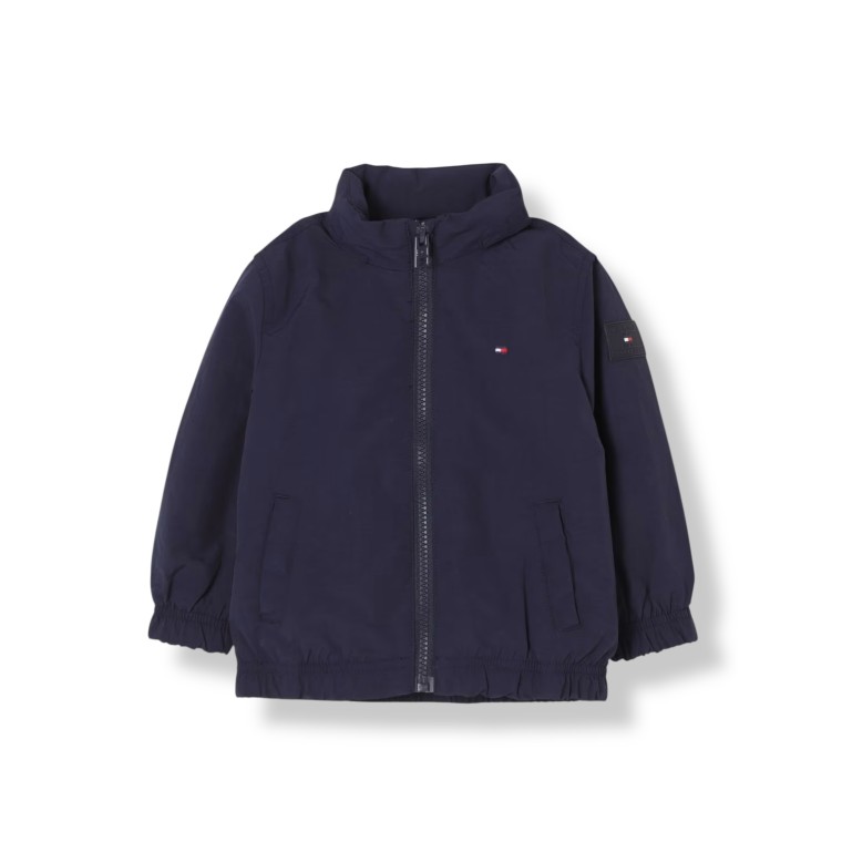 Giacca con cappuccio ripiegabile e patch logo Tommy Hilfiger