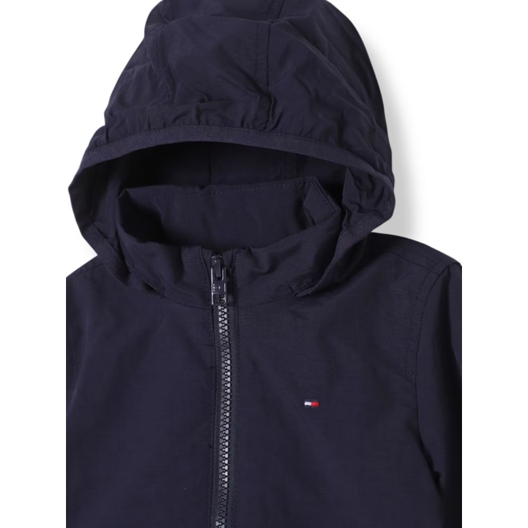 Giacca con cappuccio ripiegabile e patch logo Tommy Hilfiger