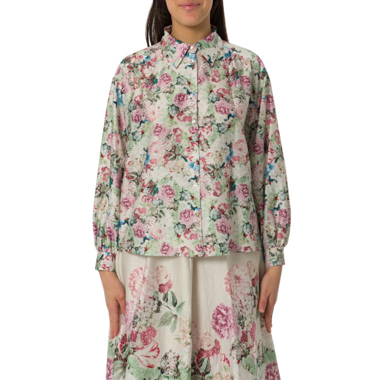 Camicia fantasia floreale in cotone i Blues