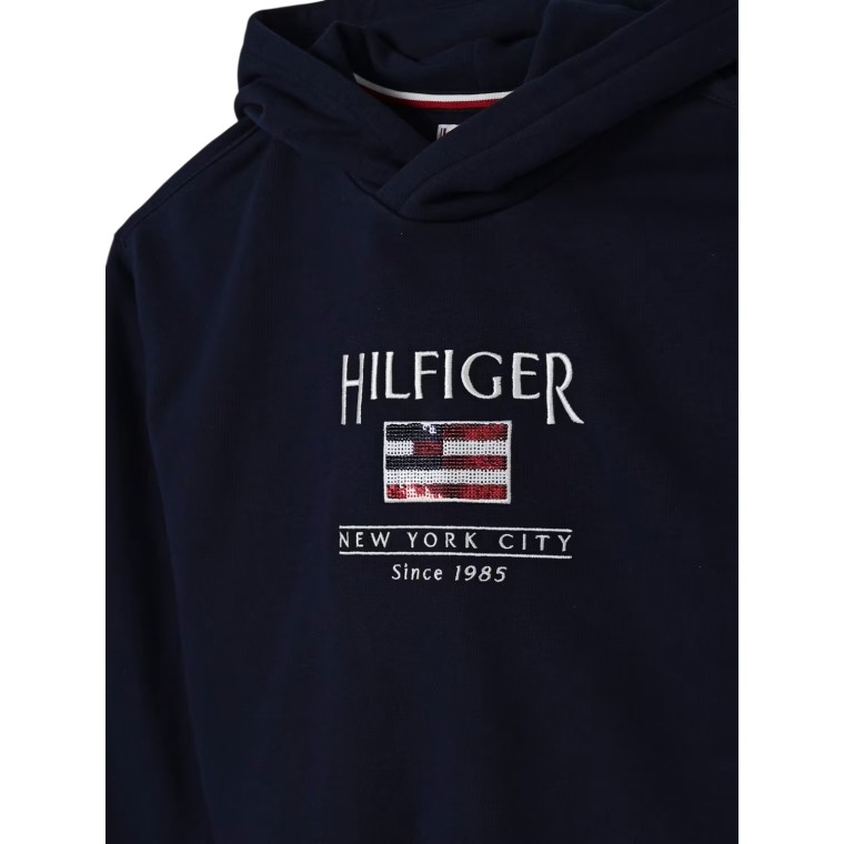 Felpa con cappuccio e logo in paillettes Tommy Hilfiger