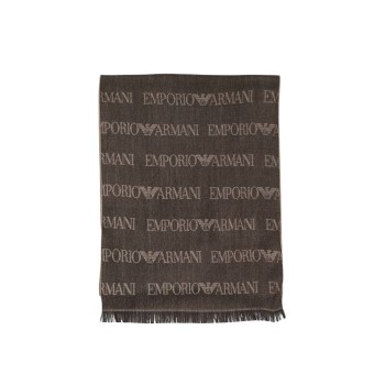 Sciarpa con logo lettering jacquard Emporio Armani e frange