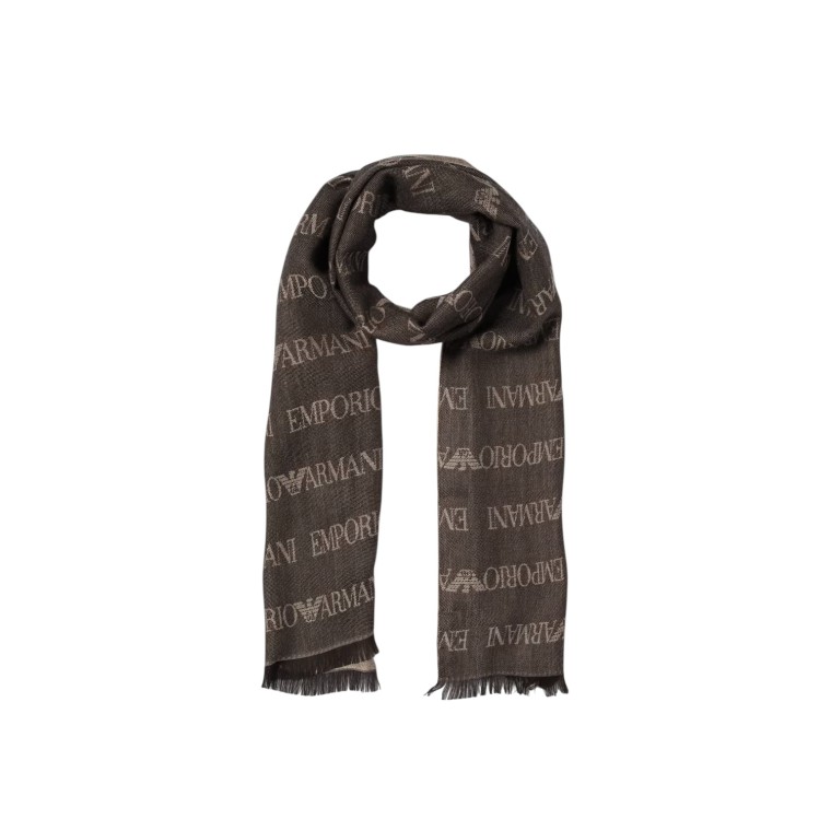 Sciarpa con logo lettering jacquard Emporio Armani e frange