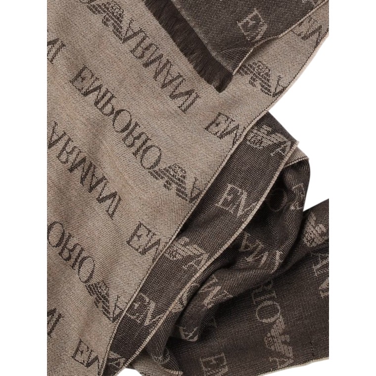 Sciarpa con logo lettering jacquard Emporio Armani e frange