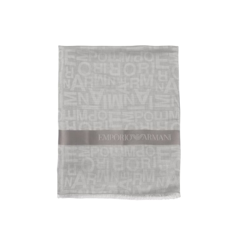 Sciarpa Emporio Armani n misto cotone e modal con logo jacquard