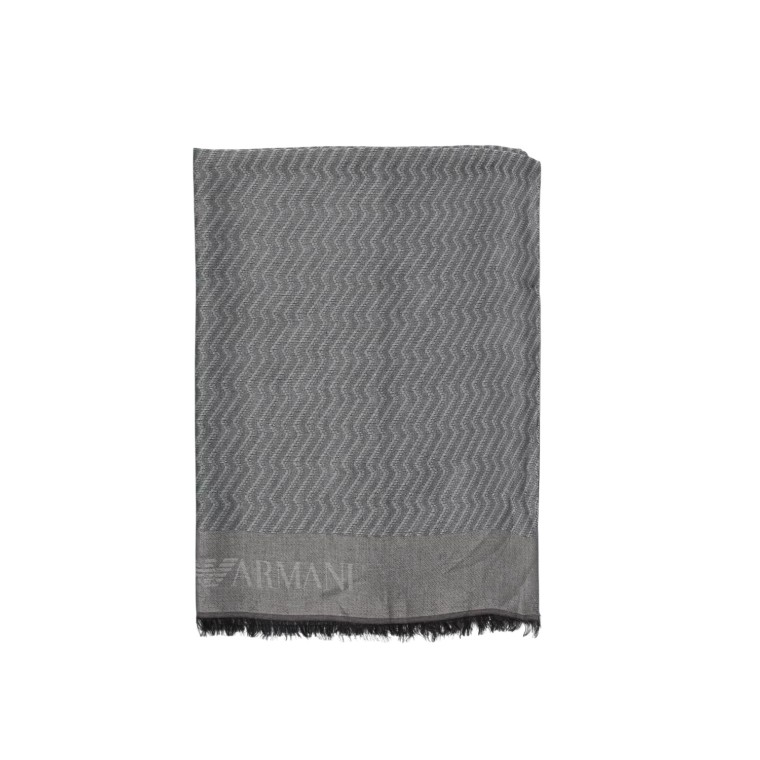 Stola Emporio Armani in misto cotone con trama a zig-zag