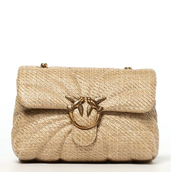 Borsa a tracolla in rafia trapuntata Love Bag Puff Pinko