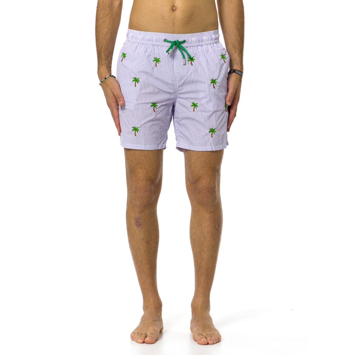 Costume da bagno a righe in seersucker Mc2 Saint Barth