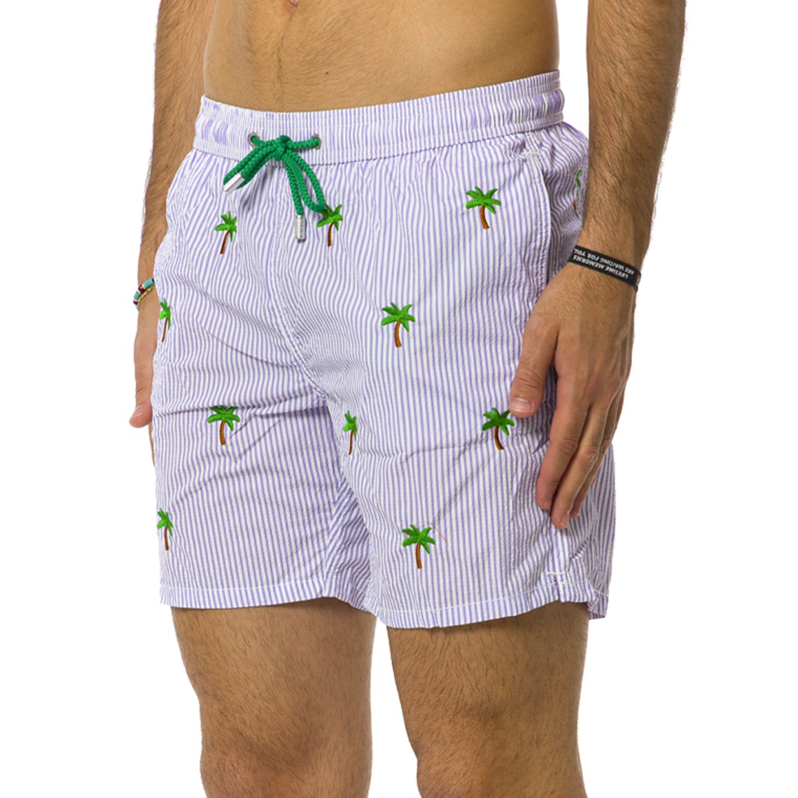 Costume da bagno a righe in seersucker Mc2 Saint Barth