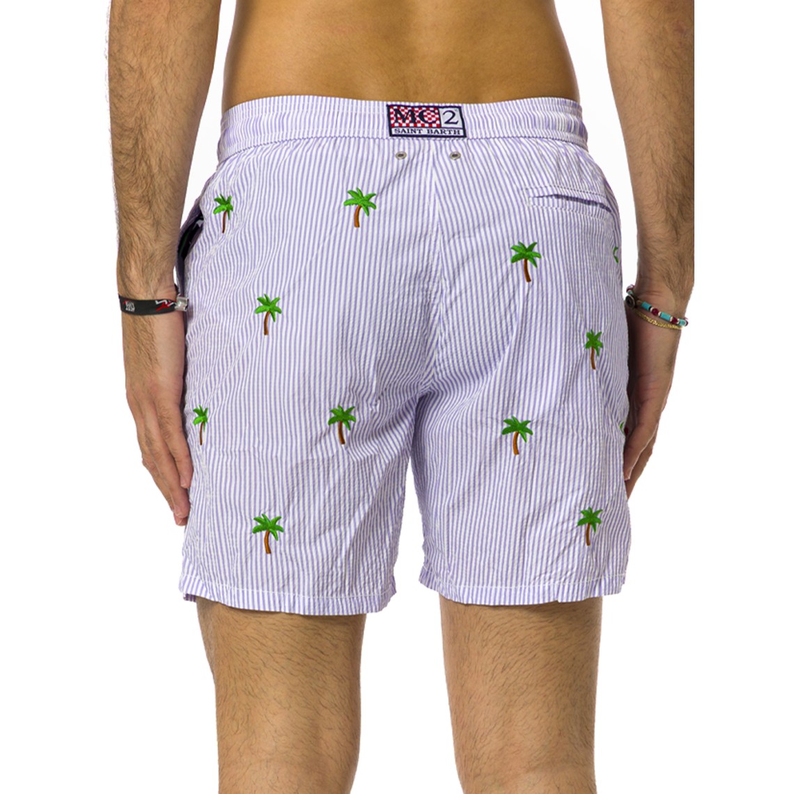 Costume da bagno a righe in seersucker Mc2 Saint Barth