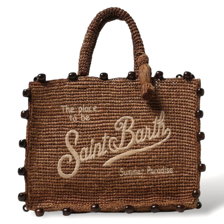 Borsa Colette Mc2 Saint Barth in rafia con perline