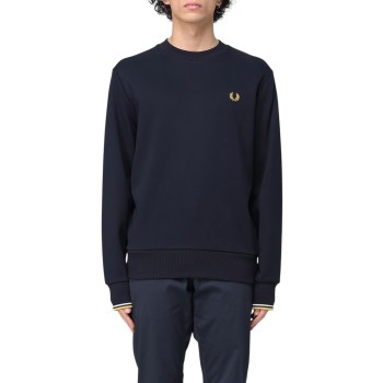 Felpa a girocollo in cotone con logo Fred Perry