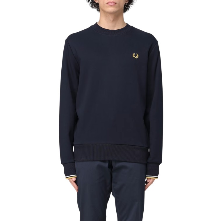 Felpa a girocollo in cotone con logo Fred Perry