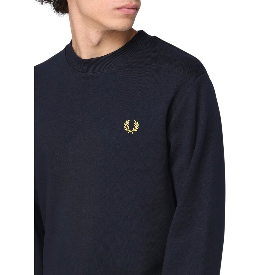 Felpa a girocollo in cotone con logo Fred Perry
