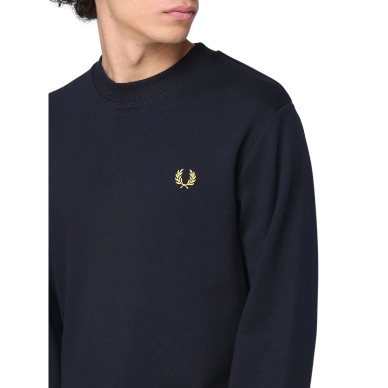 Felpa a girocollo in cotone con logo Fred Perry
