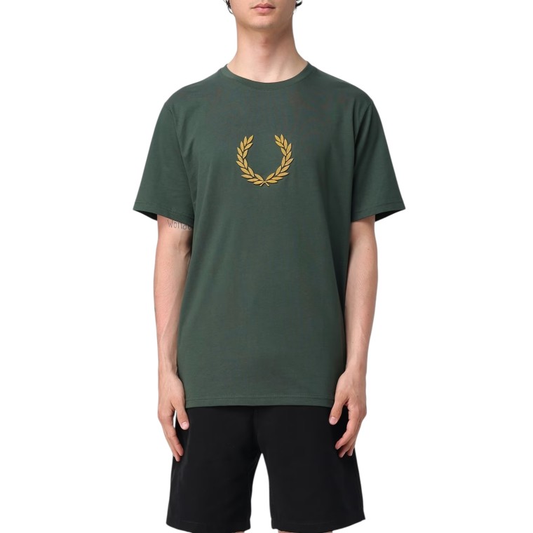 T-shirt in cotone con logo Fred Perry