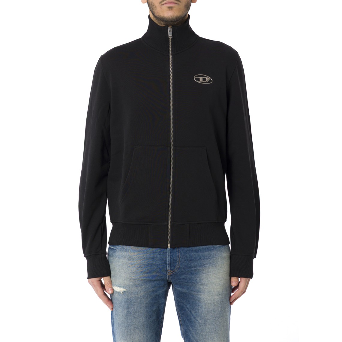 Felpa con zip e logo metallizzato Diesel S-Ginni