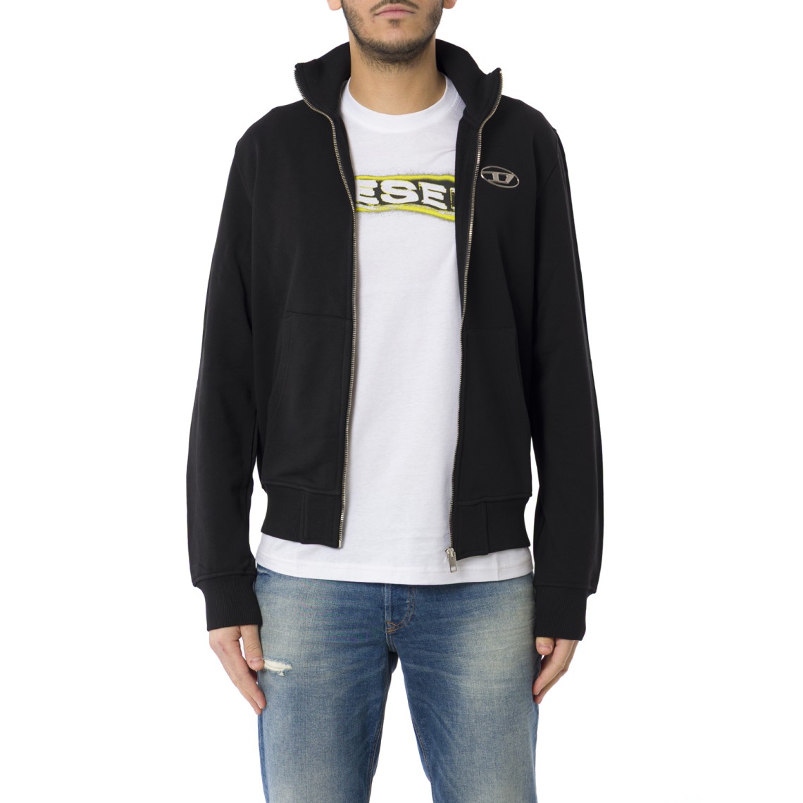 Felpa con zip e logo metallizzato Diesel S-Ginni