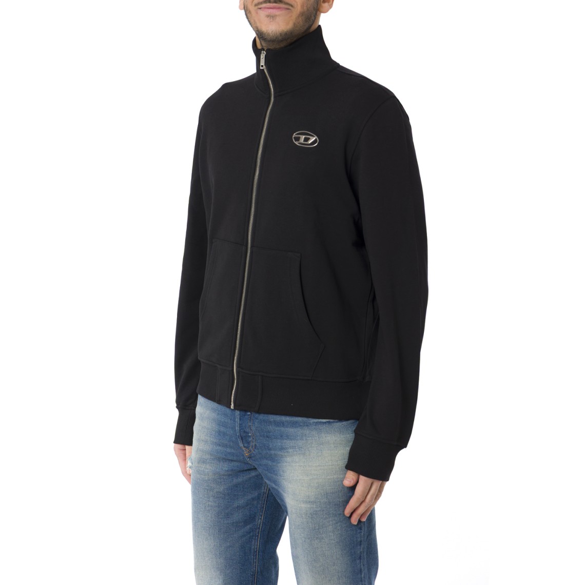 Felpa con zip e logo metallizzato Diesel S-Ginni