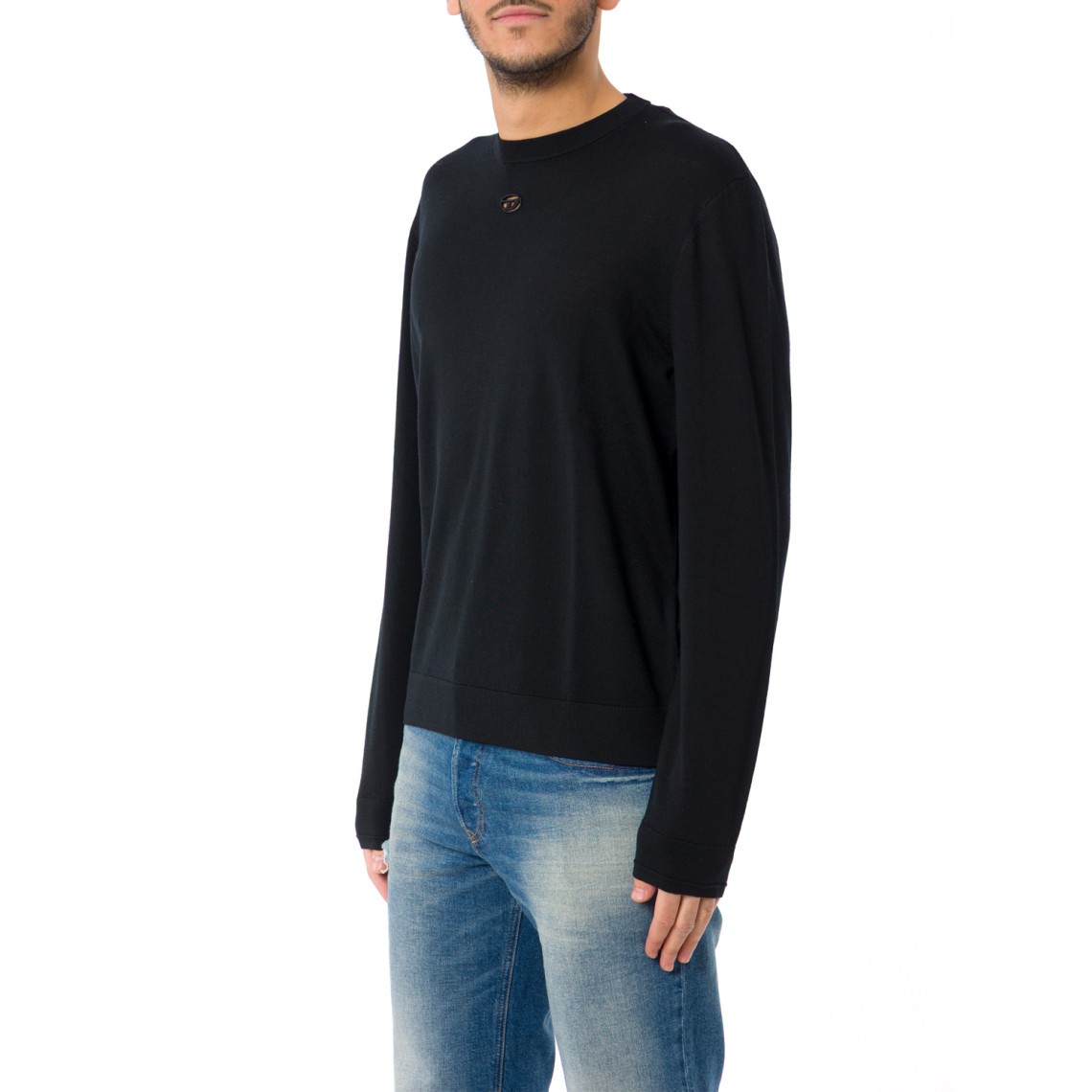 Maglia girocollo in lana con logo cut-out Diesel