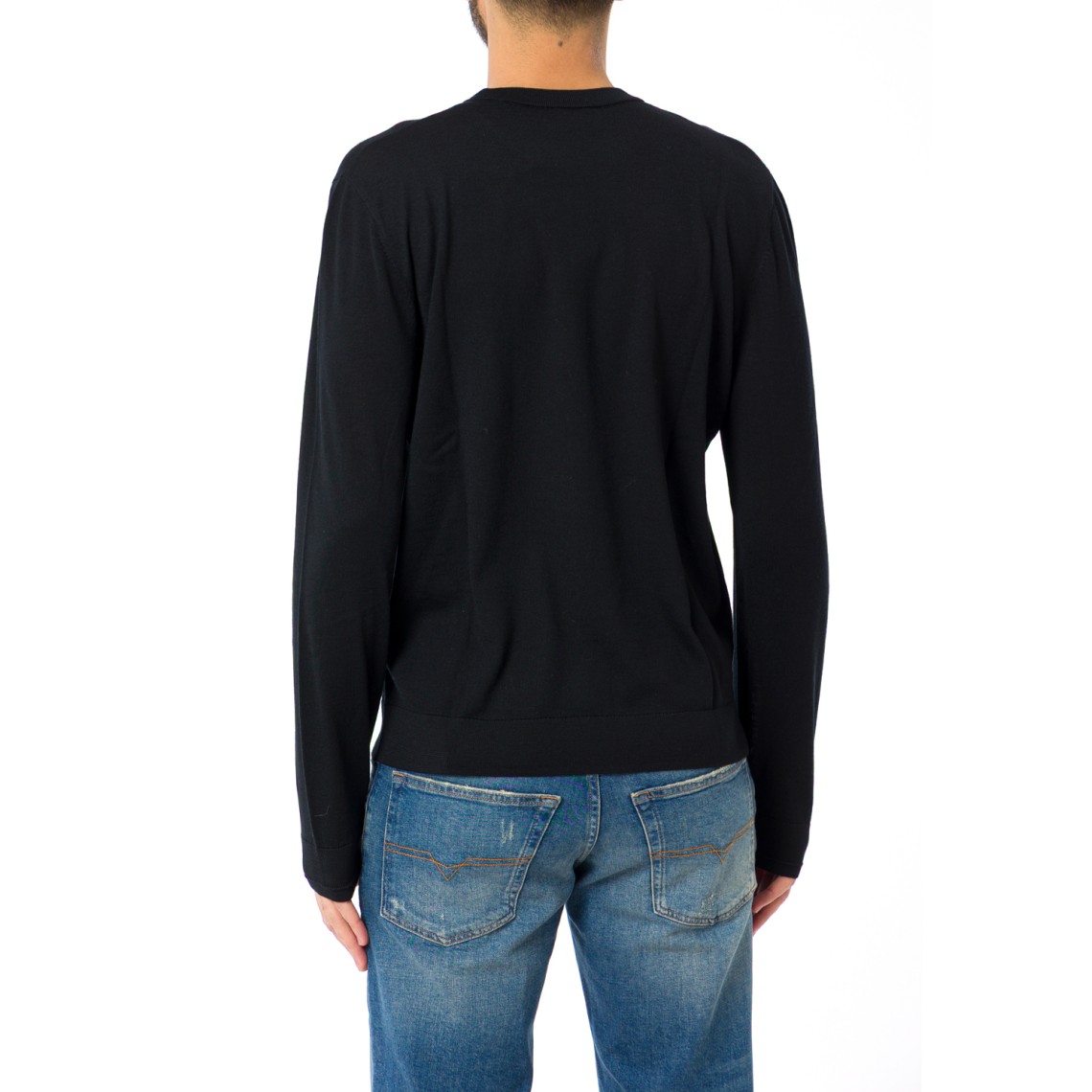 Maglia girocollo in lana con logo cut-out Diesel