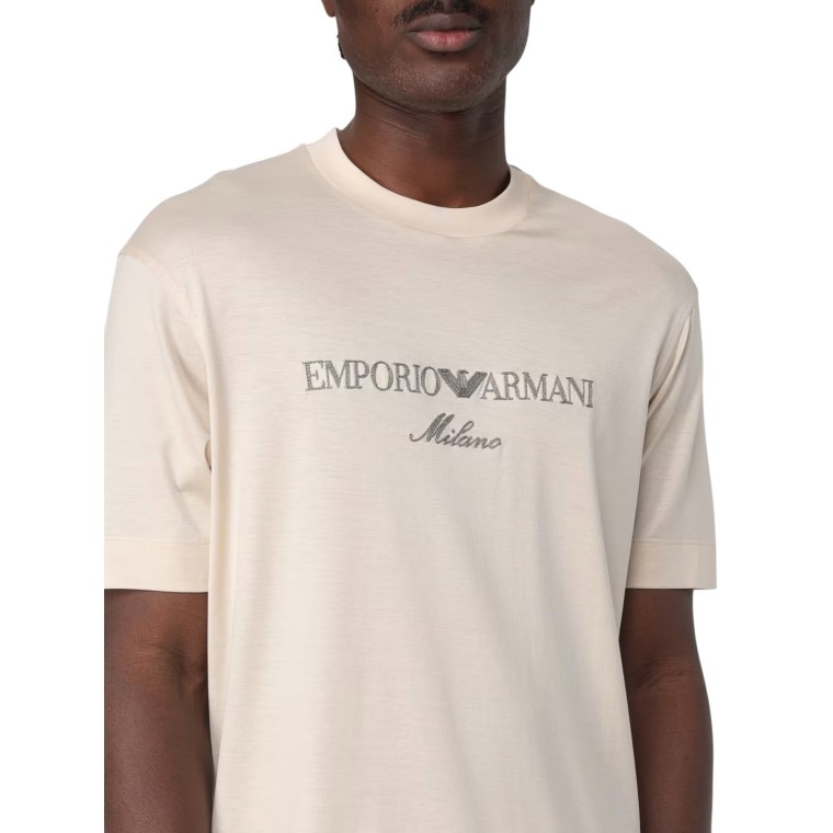 T-shirt in jersey con logo ricamato Emporio Armani
