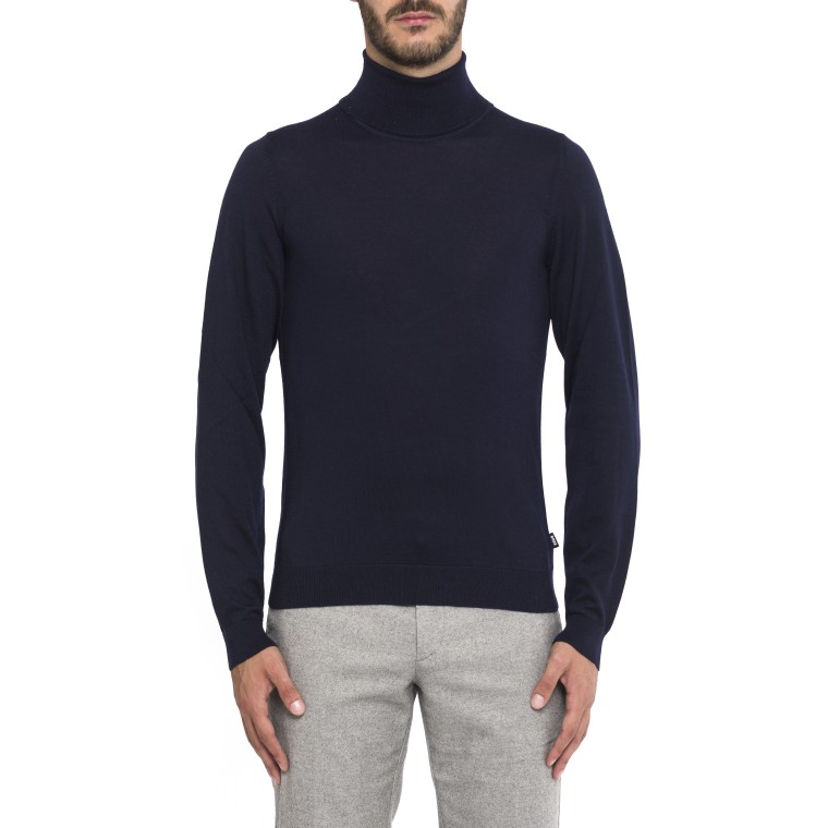 Maglione a collo alto in lana vergine Boss