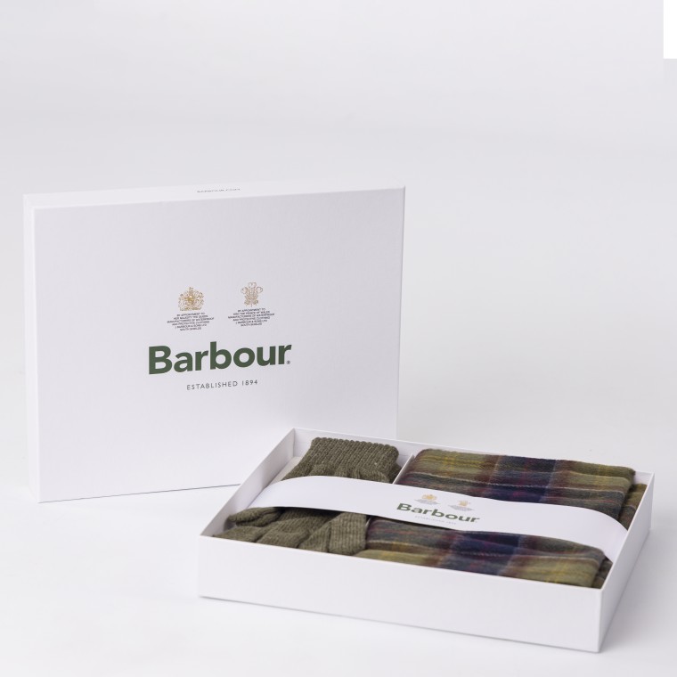 Set sciarpa e guanti Barbour in tartan