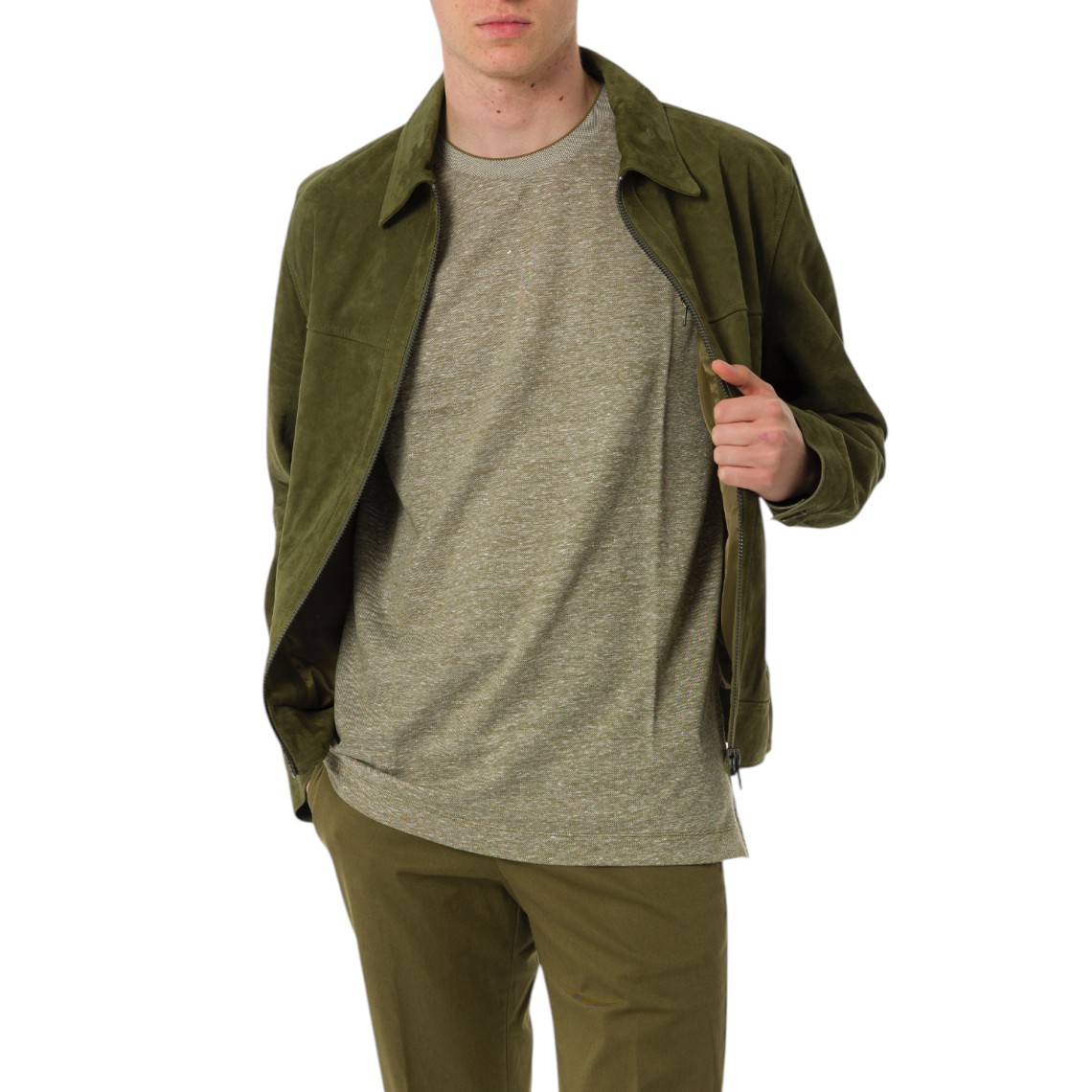 Giubbotto Boss in pelle scamosciata