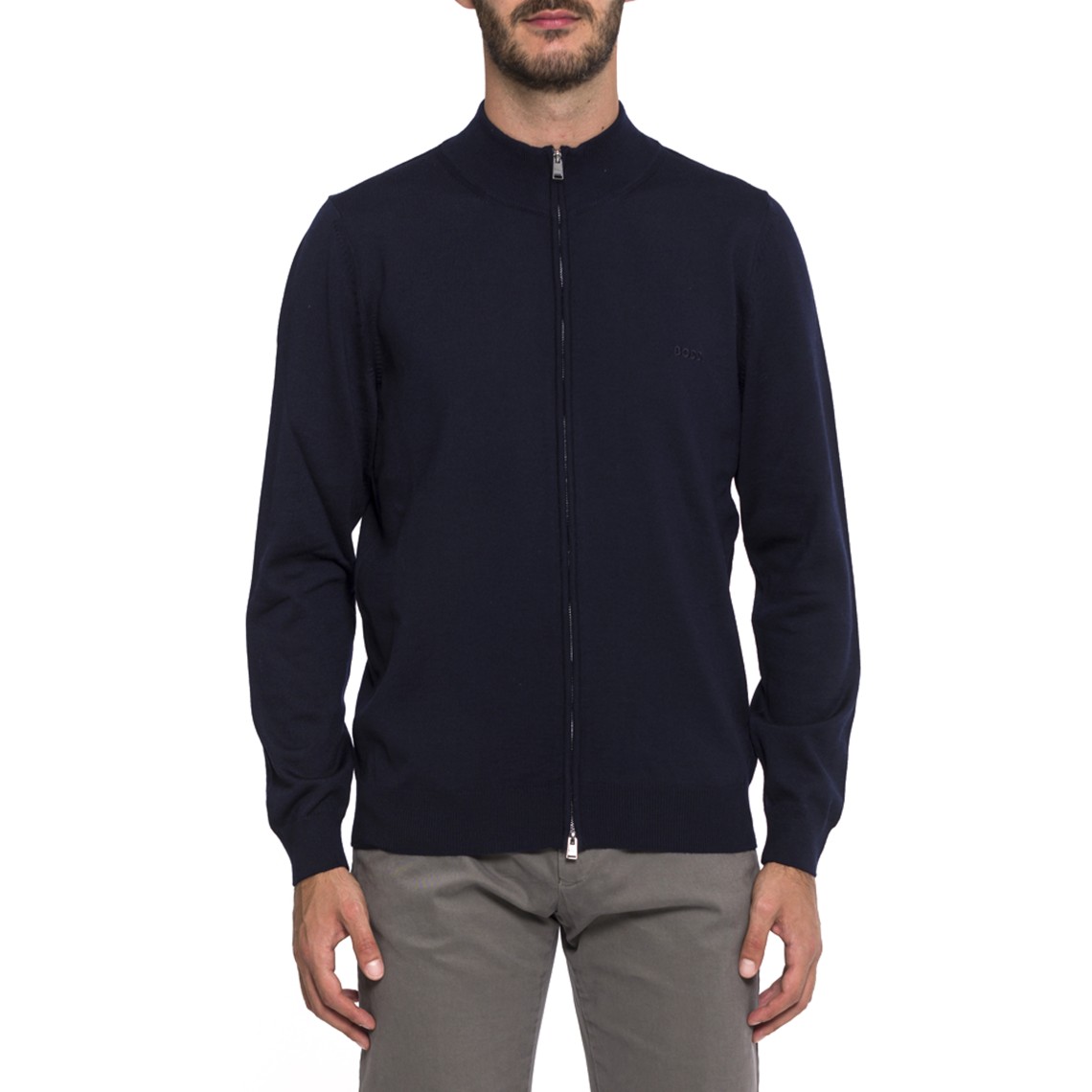 Maglia con zip e logo Boss