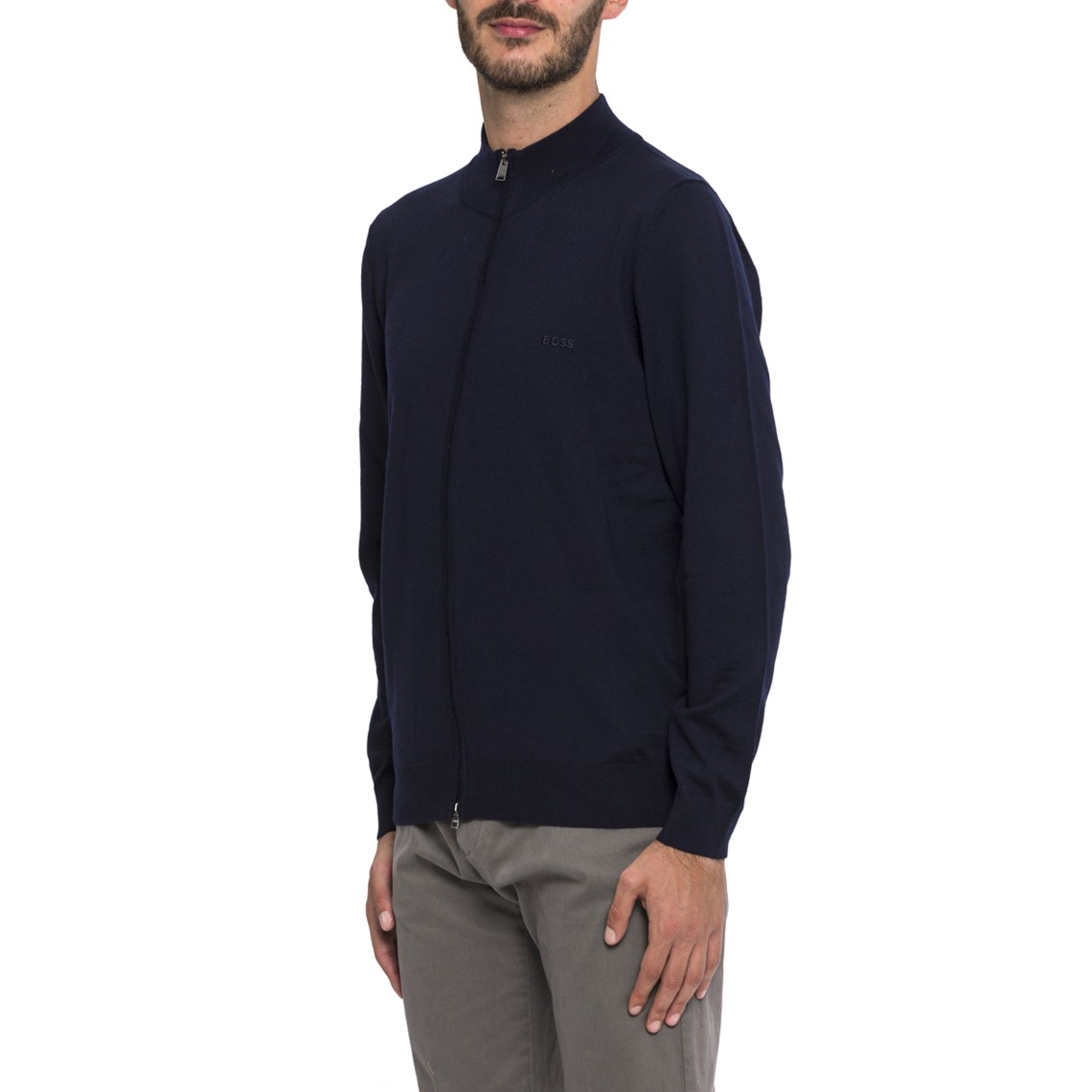 Maglia con zip e logo Boss