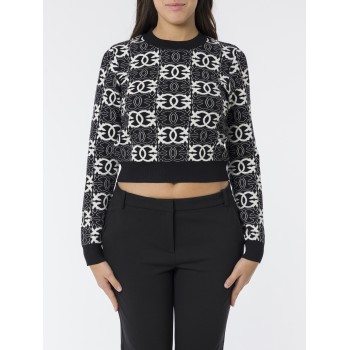 Maglia cropped con logo Love Birds Pinko
