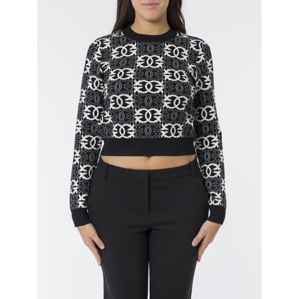 Maglia cropped con logo Love Birds Pinko