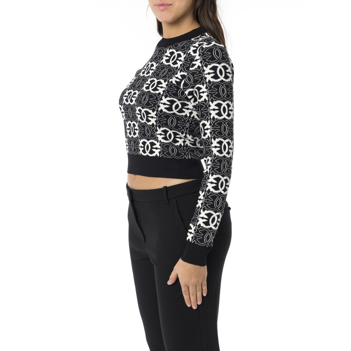 Maglia cropped con logo Love Birds Pinko