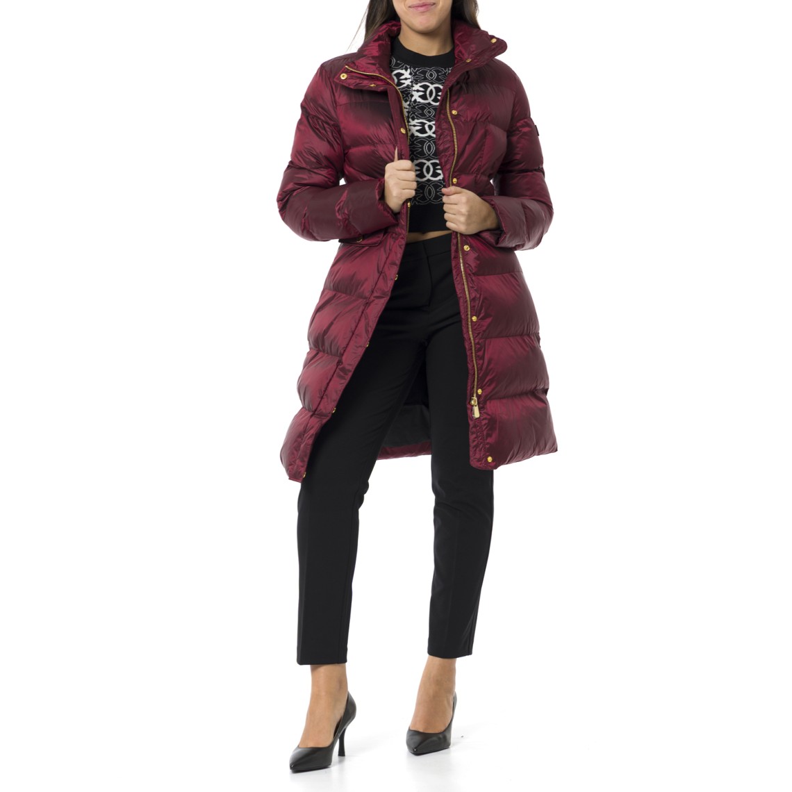 Piumino lungo semilucido Pinko