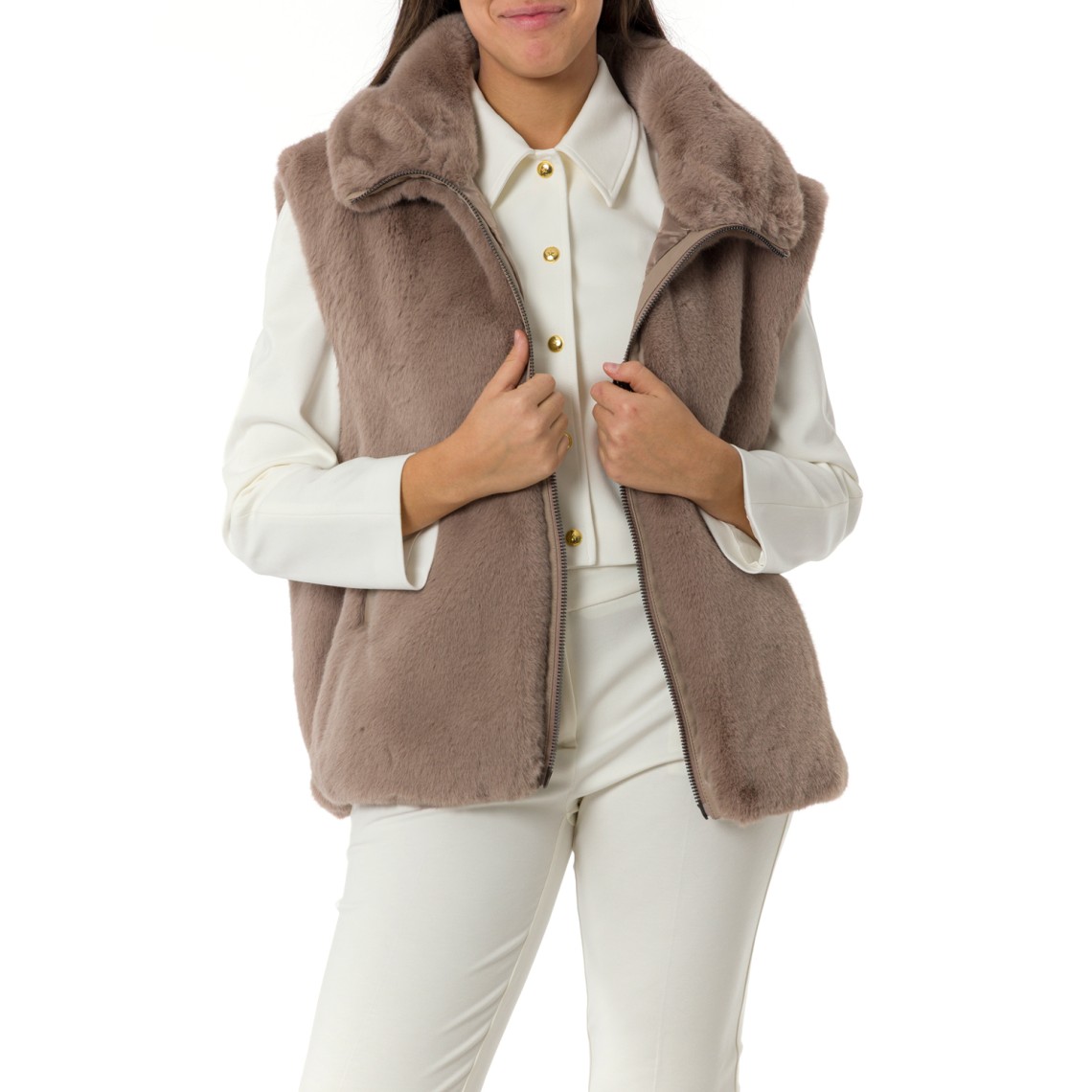 Gilet effetto pelliccia con zip Pinko