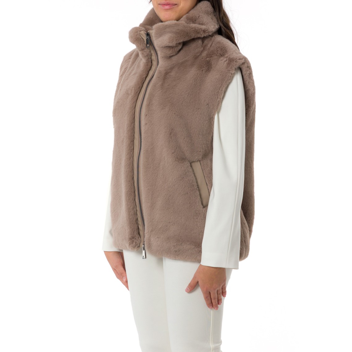 Gilet effetto pelliccia con zip Pinko