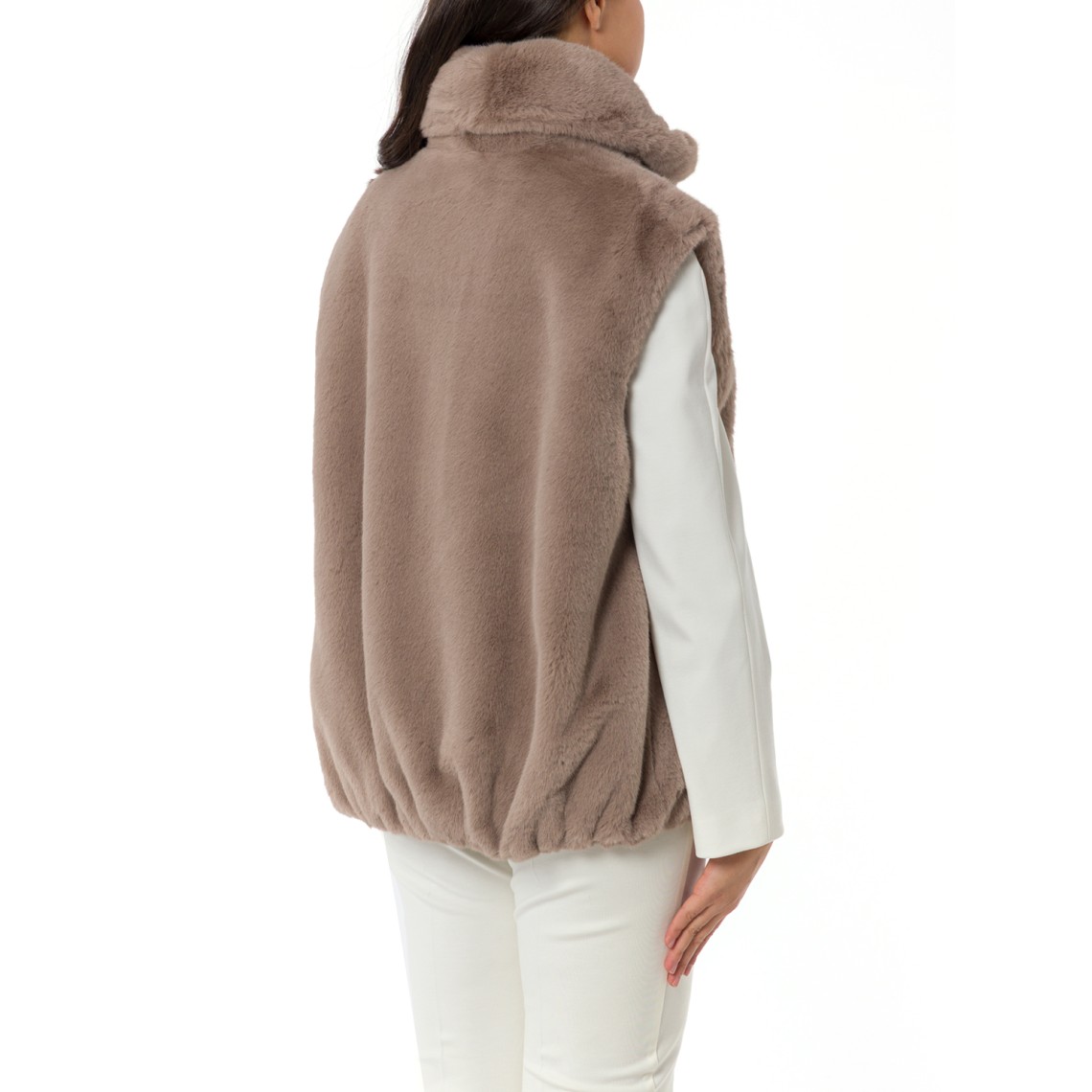 Gilet effetto pelliccia con zip Pinko