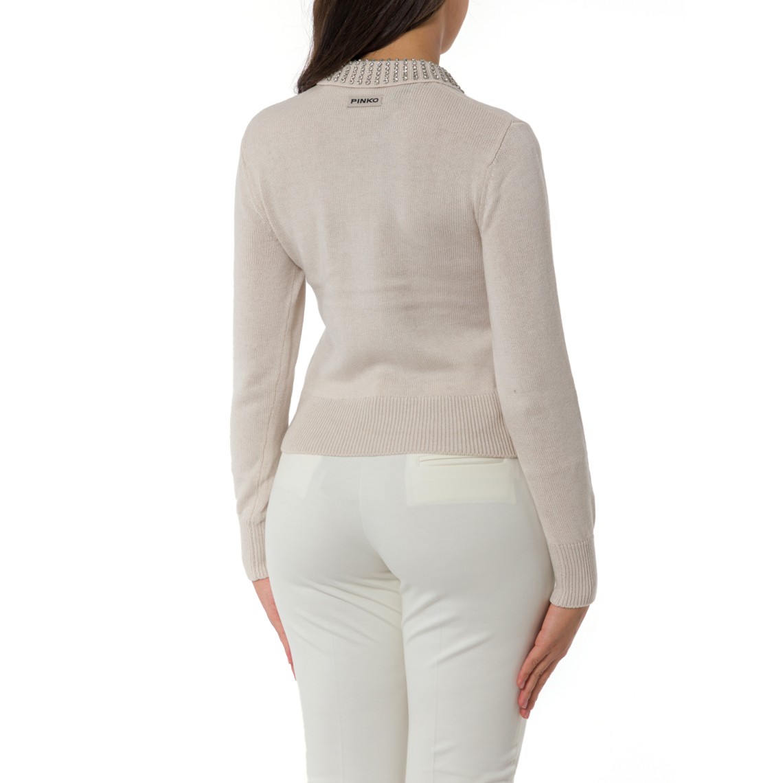 Maglia con colletto e strass Pinko