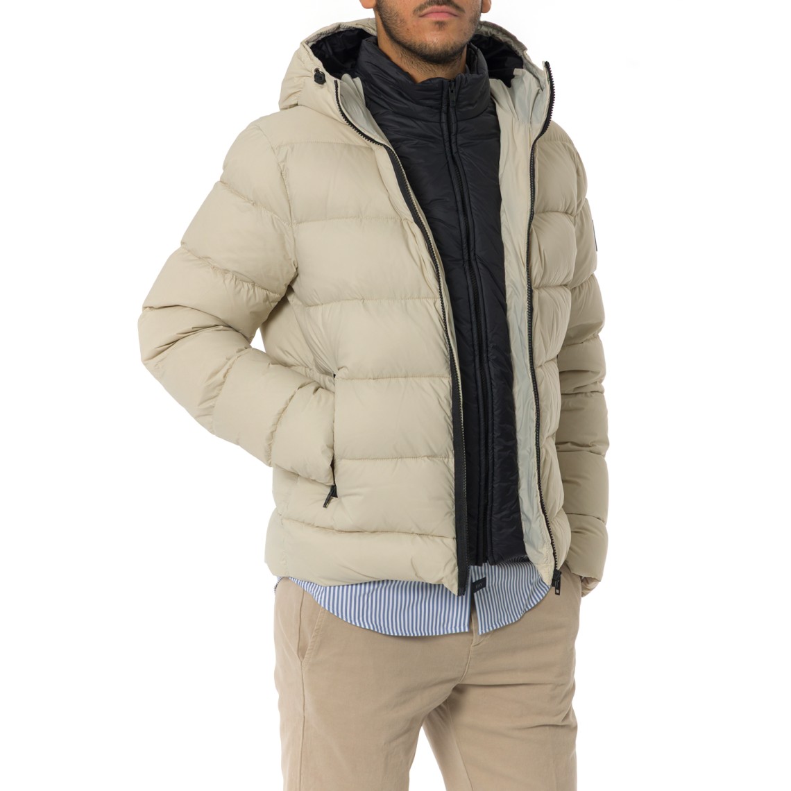 Piumino Double Front in Popeline Calandrato Fay